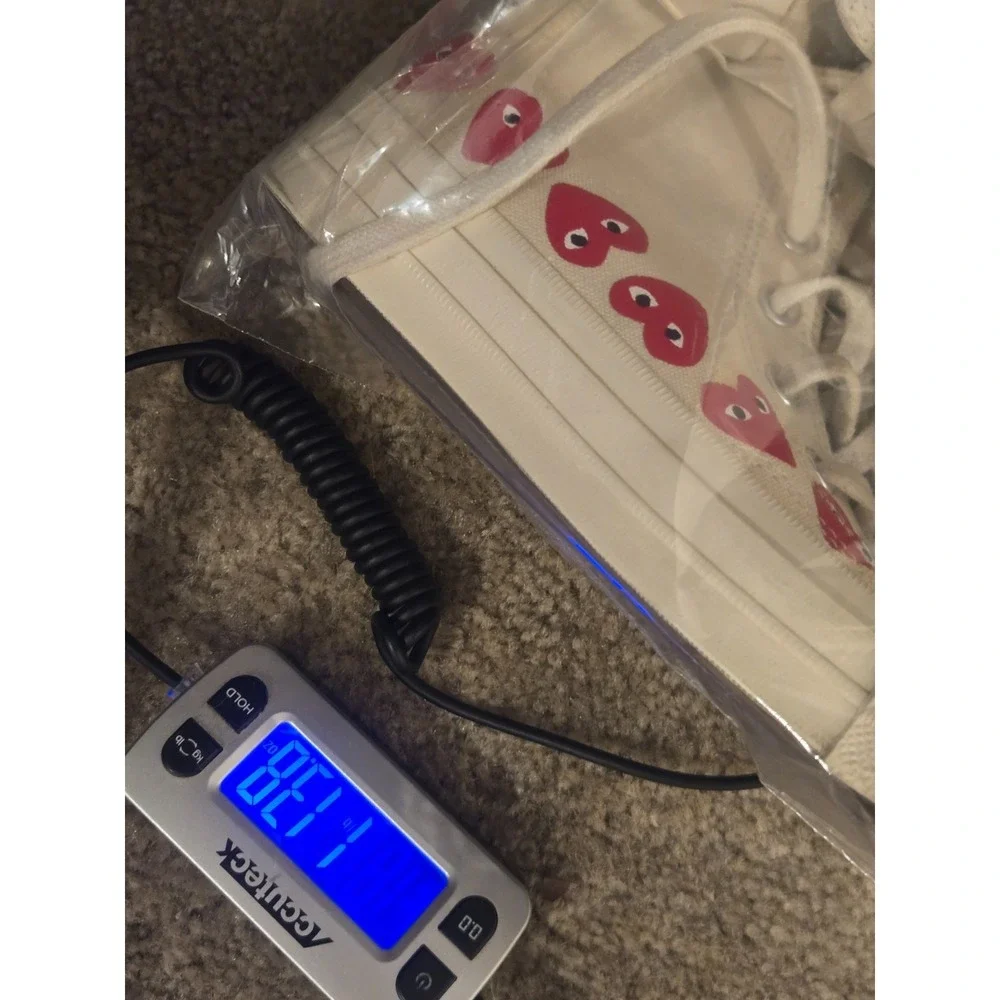 Converse x Comme des Garçons Play Sneakers Mens 6 Cream Multi Heart Chuck 70 Hi - Picture 13 of 13
